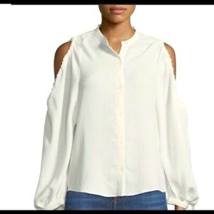 7 for all mankind cream blouse with open sleeves.
